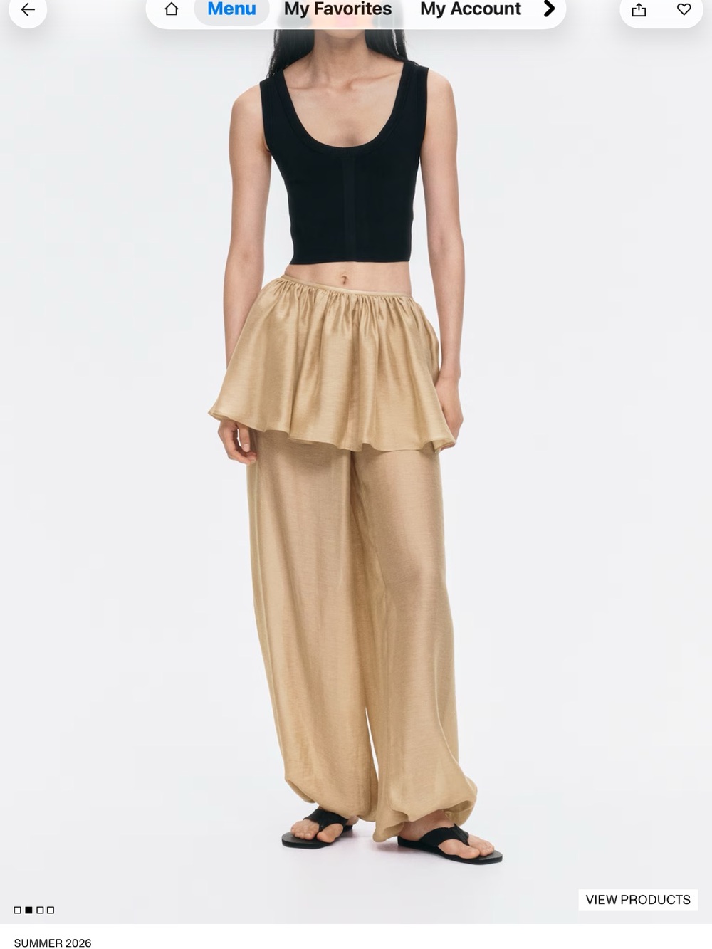 H&M Metallic Gold Peplum-Waist Wide-Leg Pants